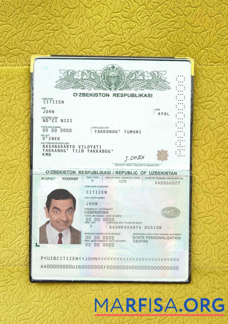Realistic Uzbekistan pass photo look download for verification